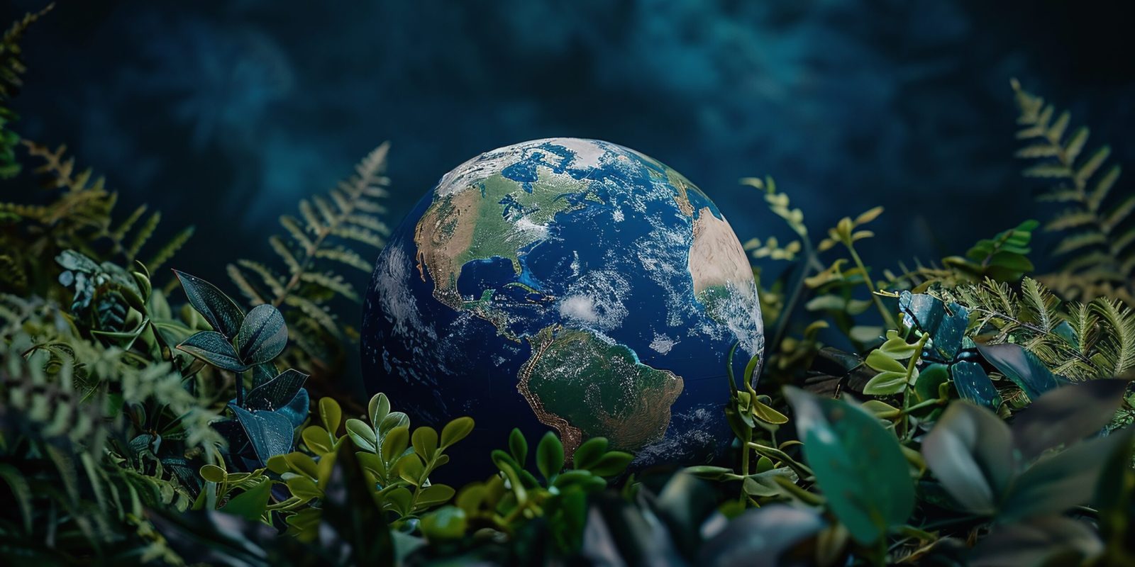 planet earth surrounded by nature vegetation